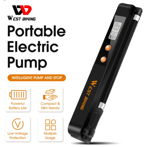 25WEST BIKING Bicycle Pump Electric Cycle Accessories Bicycle Pump Portable Rechargeable 130 PSI Travel Bicycle Bike Air Pump.png