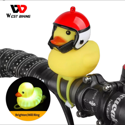 WEST BIKING Cycling Yellow Rubber Duck Bike Bell Bicycle Light Waterproof Cycling Handlebar Cartoon Bicycle Front Bell Light.png